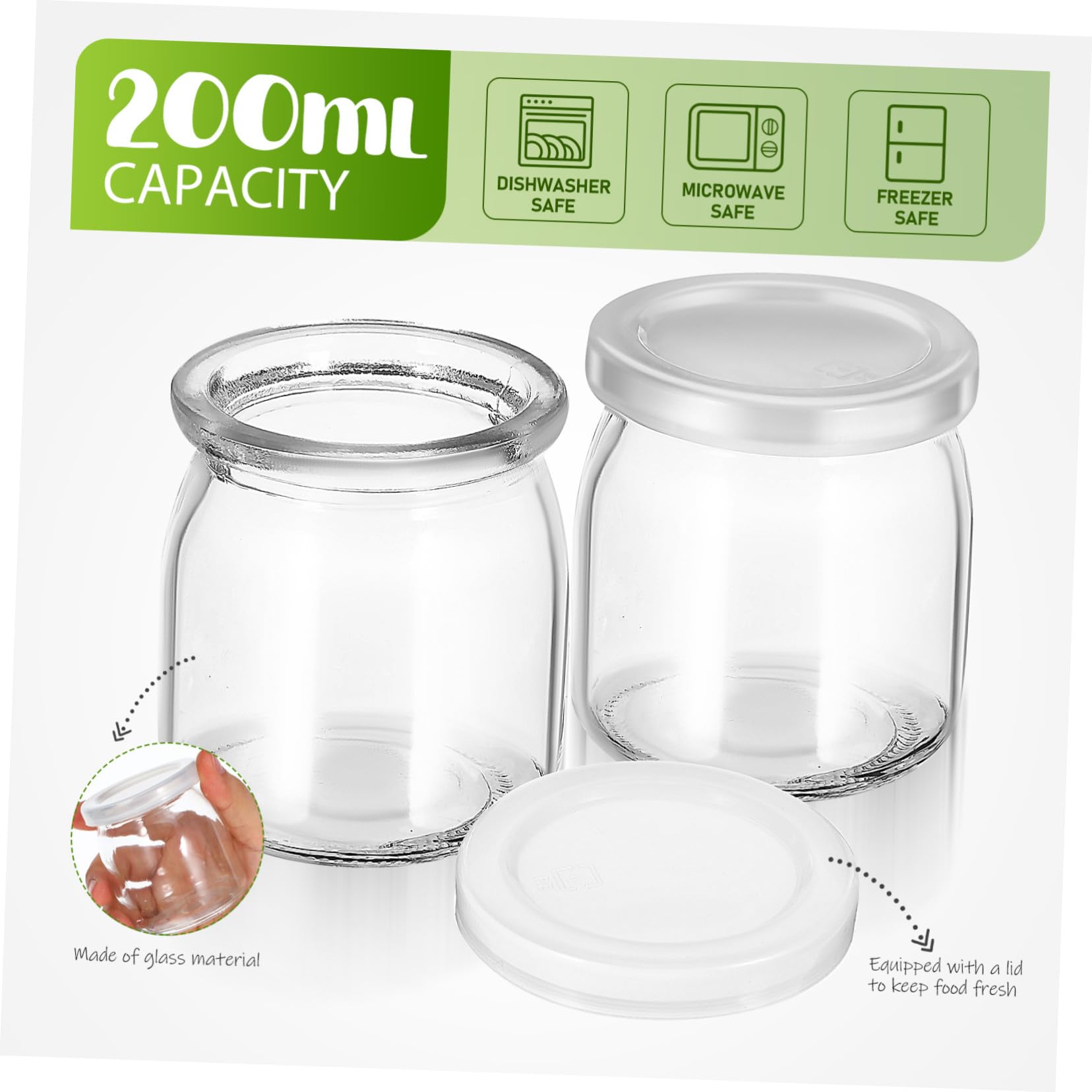 Cabilock 12 Stück Puddinggläser mit Deckel Hitzebeständige Glasbehälter für Joghurt Marmelade Desserts Stapelbar Luftdicht Verschließbar für Party Babybrei und Backen