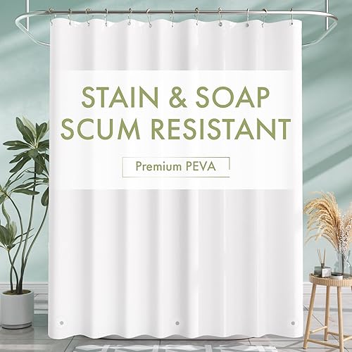 AmazerBath - Forro ligero para cortina de ducha, forro de cortina de ducha 3G con imanes y 12 agujeros para ojales, forro de plástico fino