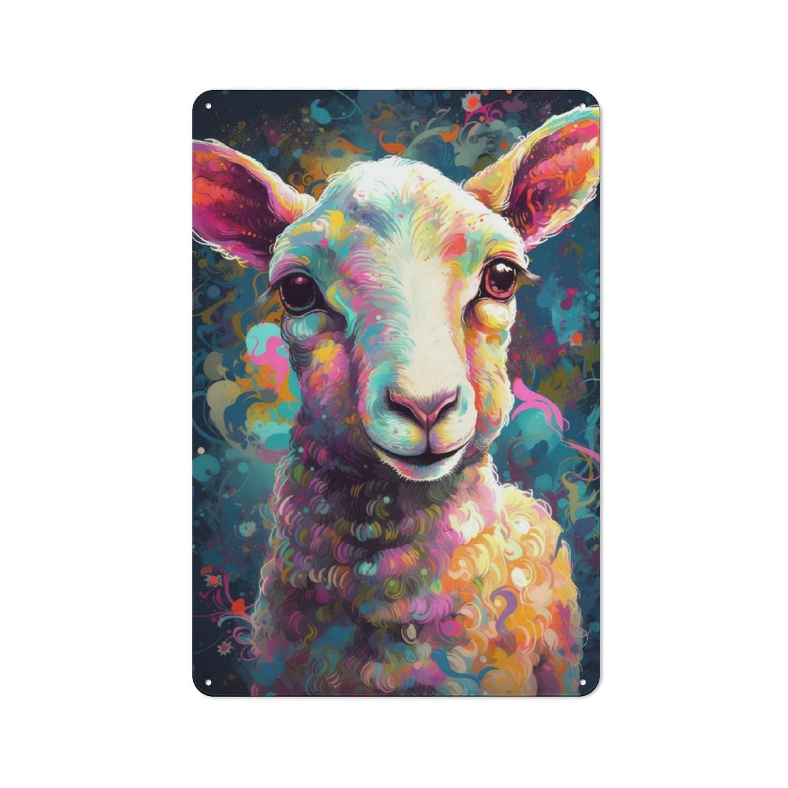 Junmoney The Innocent Lamb Metal Wall Sign 30X20cm Featuring For Workshop Wall, Suited To Metal Sign Collectors