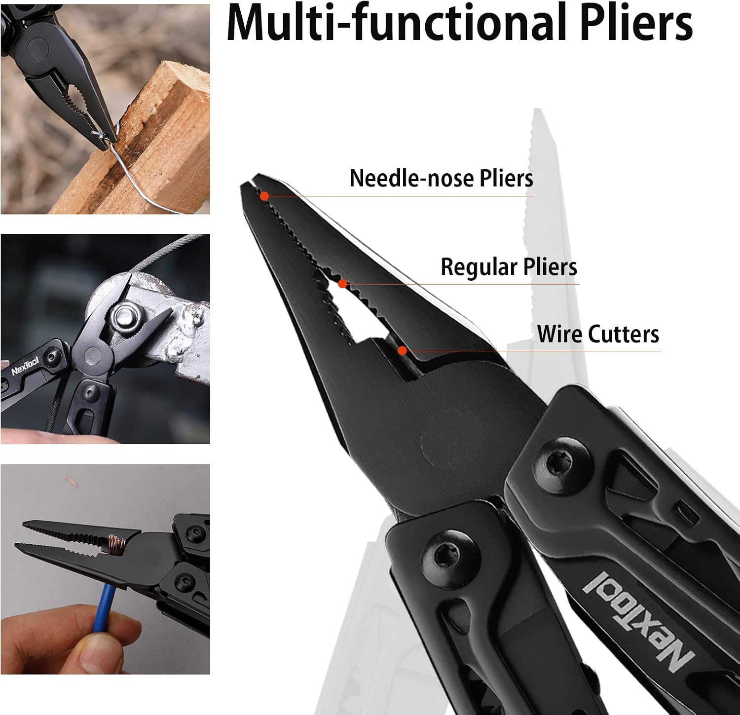 NexTool Multitool Knife, Foldable Multitool with Safety Locking, Scissors and EDC Knife, Pocket Knife Multitool Perfect for Camping Fishing Survival, Gift for Men on Halloween, Thanksgiving, Christmas