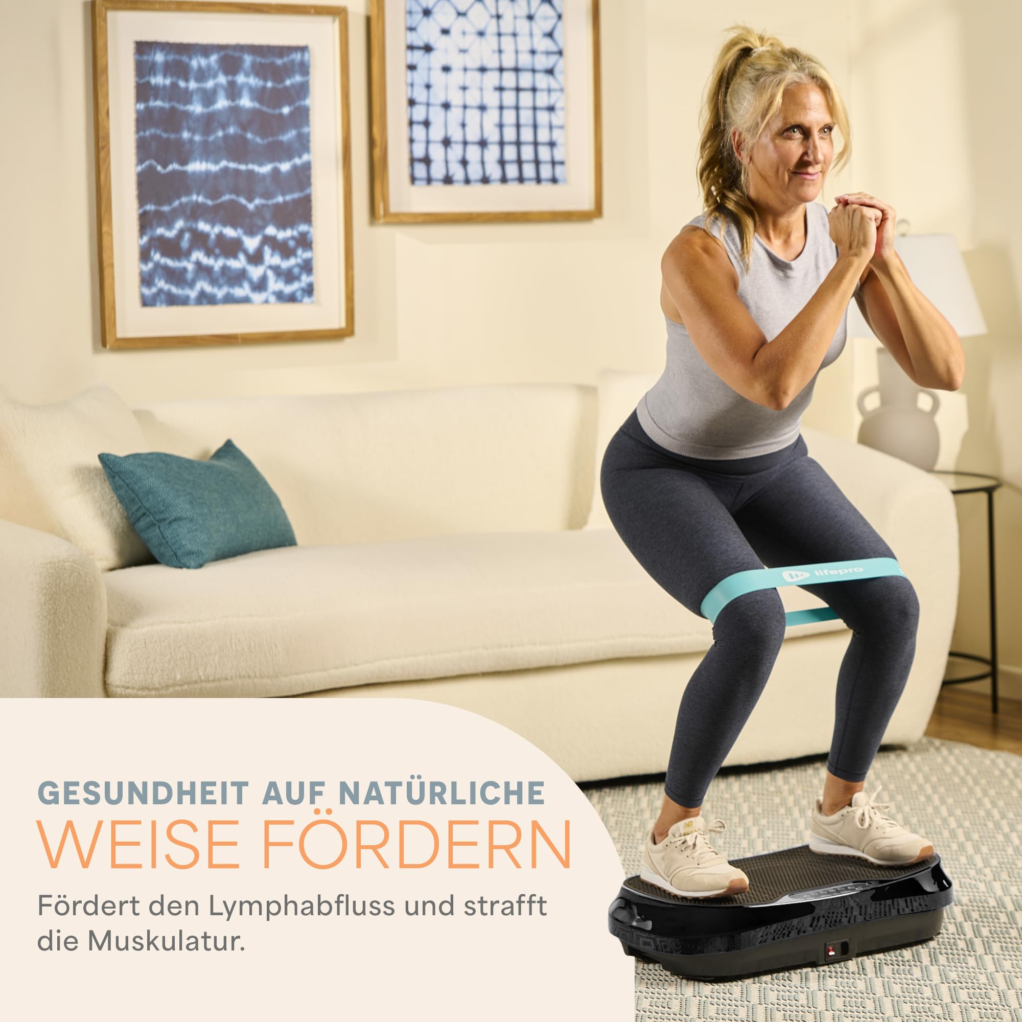 LifePro Waver Mini Vibrationsplatte mit Fernbedienung & Trainingsbändern – Kompakte Ganzkörper-Vibrationsplatte für Lymphdrainage und Muskelstraffung, 99 Geschwindigkeitsstufen, 10 Programme