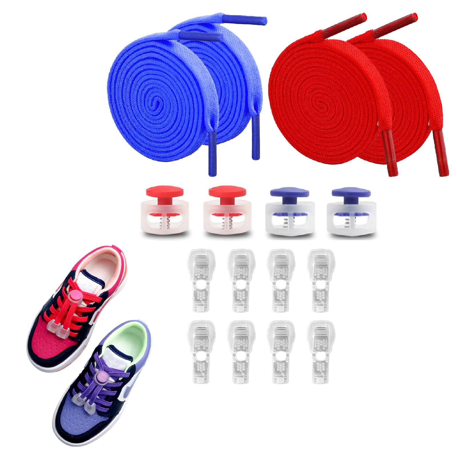 Jubobu No Tie Elastic Shoe Laces,2 Pairs,Shoe Laces for Kids,Suitable for Sports Shoes,Casual Shoes,Hiking Shoes,Etc(blue+red) (B0DF2CTVHD) Amazon Price History, Amazon Price Tracker
