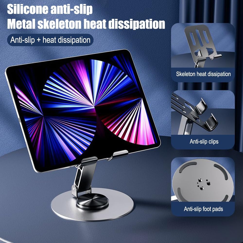 Folding Portable Electronic Device Mount - Fully Adjustable Foldable Desktop Holder Cradle Dock for Phones, Tablets