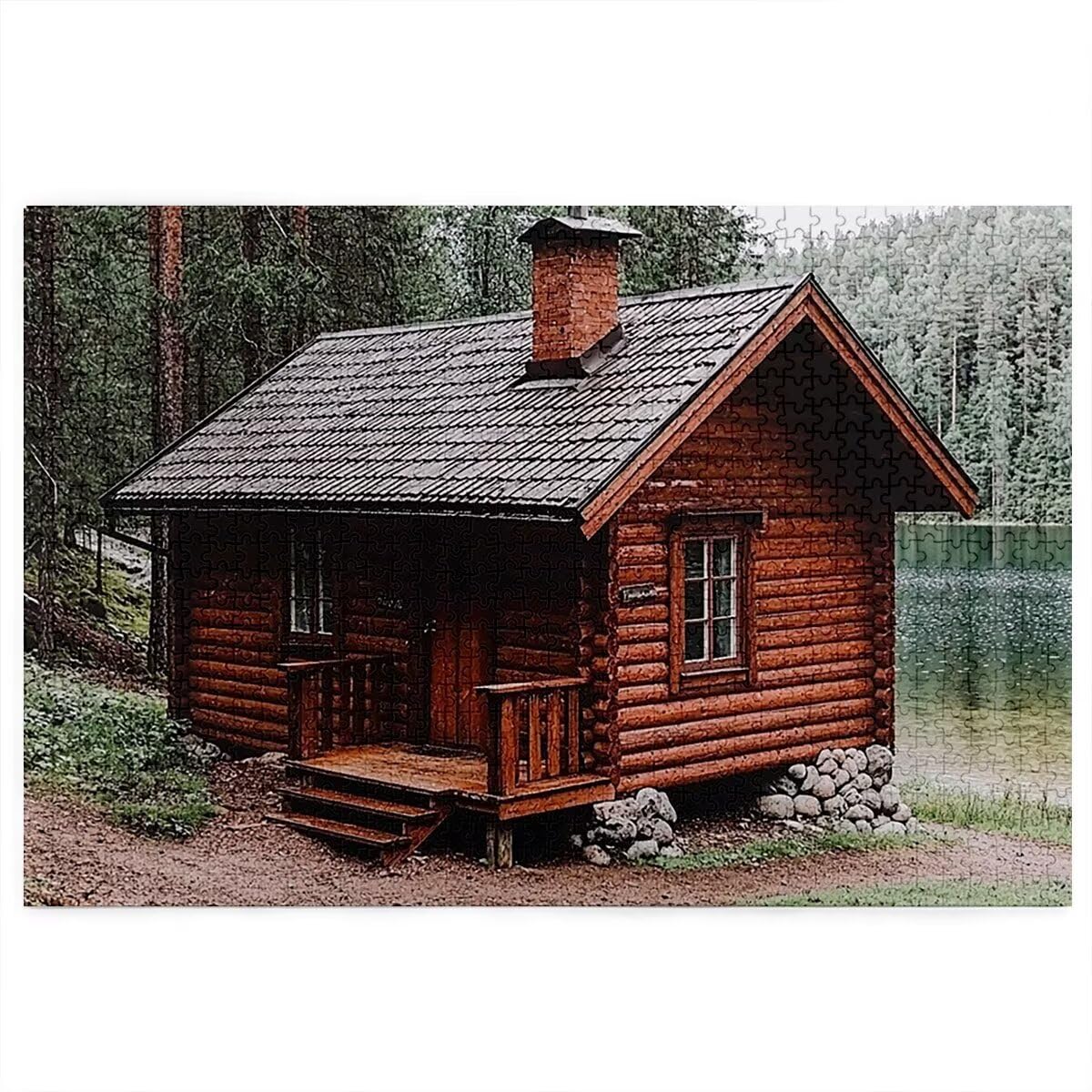 Puzzle 5000 Piezas Cabina, Puzzle Bosque con Caja Regalo Adultos, DIY 5000 Piezas Rompecabezas de Madera para Adultos, Rompecabezas Desafiante para Decoración del Hogar y Paredes, Regalo Mujer, H-73