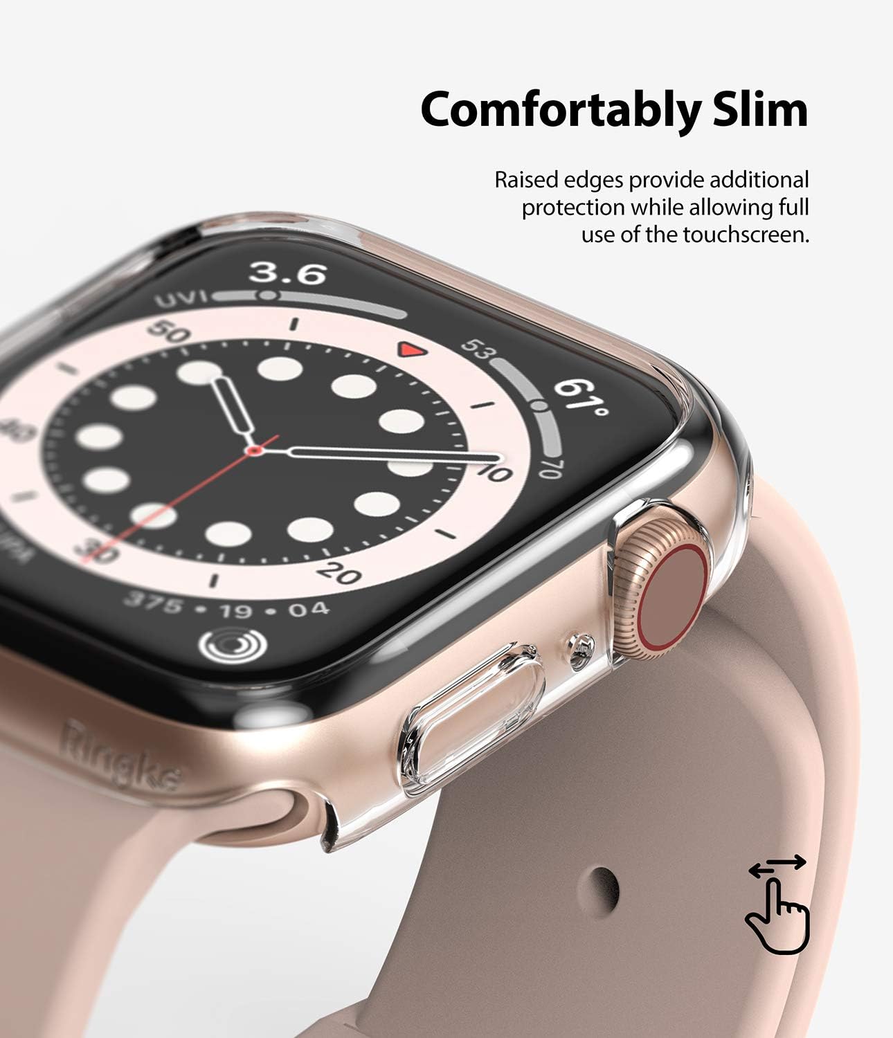 Ringke Slim for Apple Watch Series 6, 5, 4 (44mm), SE 3, 2, 1 (44mm) Case, Solid Lightweight Slim Cover for Women, Men - Clear & Clear