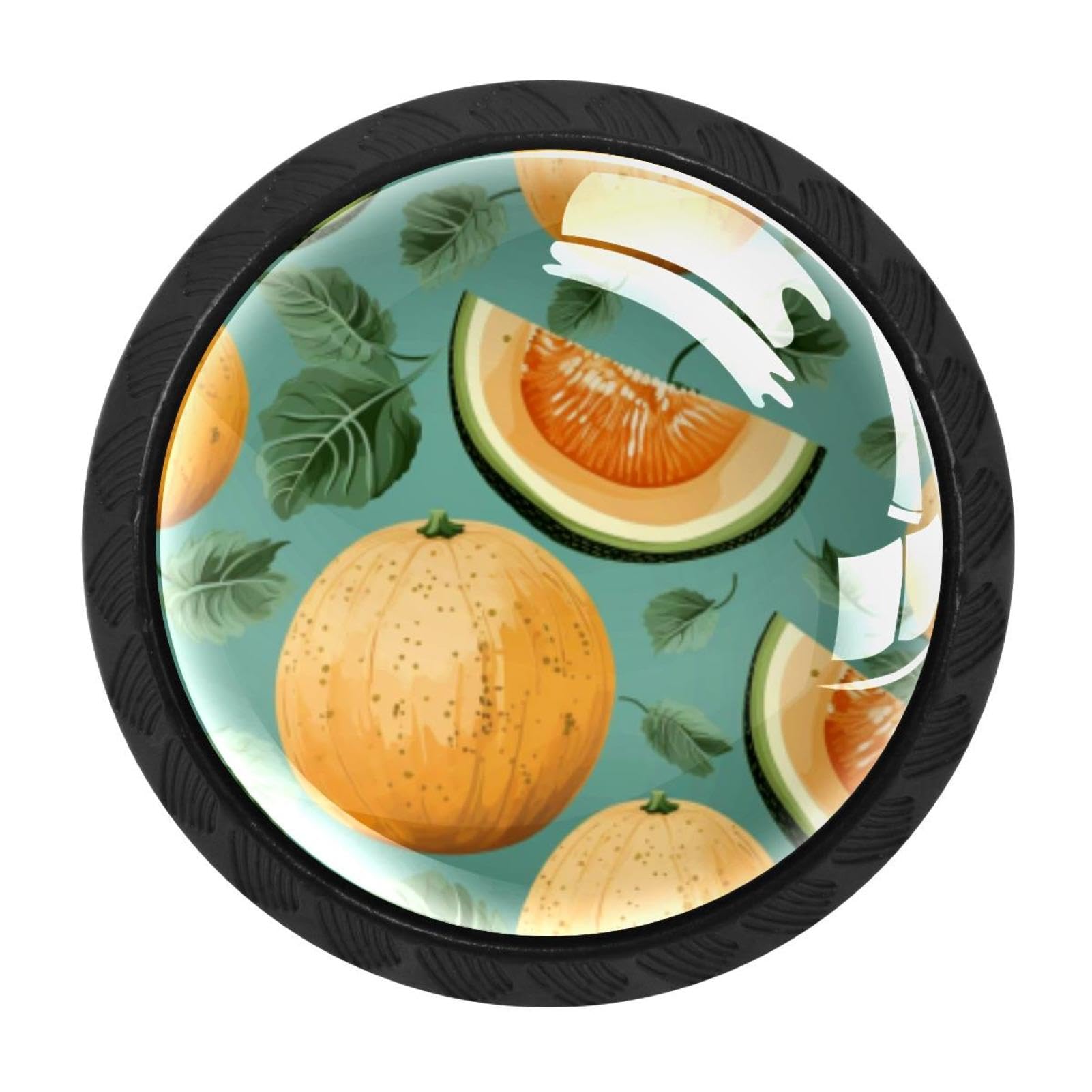 CHENZZZZ 4 Pieces Hami Melon Drawer Knobs, 35mm Black Cabinet Knobs, Drawer Pulls and Knobs, Dresser Drawer Knobs, Cabinet Hardware Kitchen Cabinet Knobs