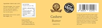 Nutural World - Smooth Cashew Nut Butter (1kg) - Great Taste Award Winner - 100% pure single ingredient