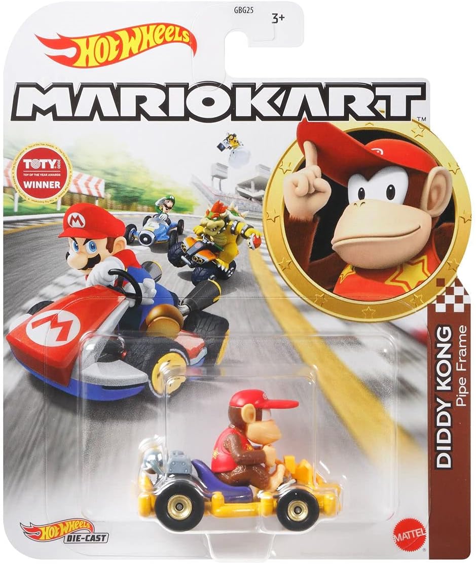 Hot Wheels Mario Kart GRN15 Diddy Kong Pipe Frame 2021 Car, Medium - Image 3