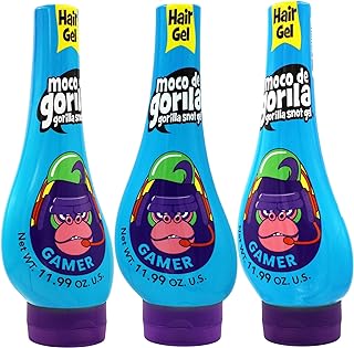 Moco de Gorila Gamer, Hair Styling Gel, Long-Lasting Hold, Reactivatable with Water, 3-Pack of