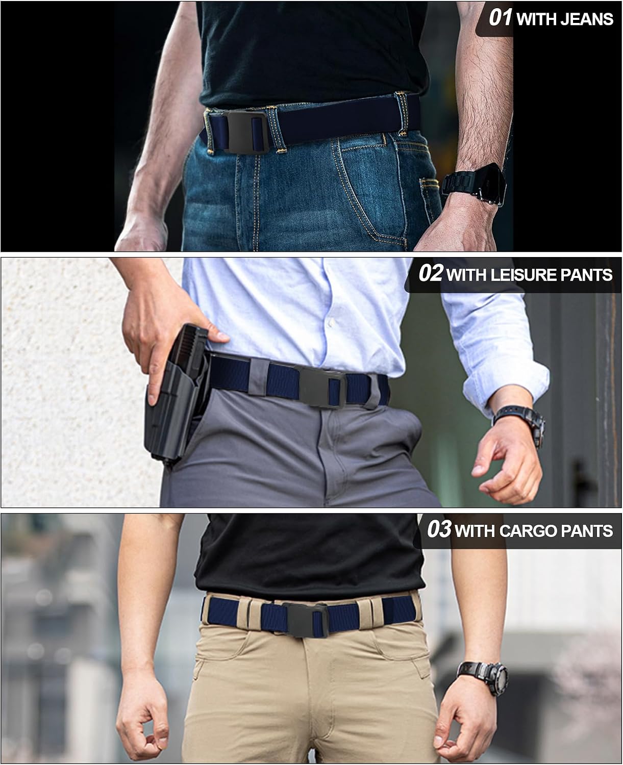 Mens Stretch Web Belt, Mens Casual Belt for Jeans,Golf or the Hiking, Width 1.5"