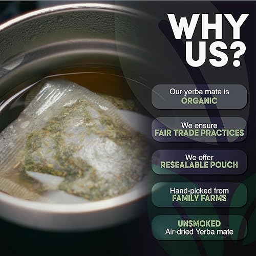 Miniatura 3 de MADFLOW Bolsas de té de yerba mate (100 bolsas de té mate). Té de yerba mate orgánico y sin fumar. Un árbol plantado en los Estados Unidos por cada