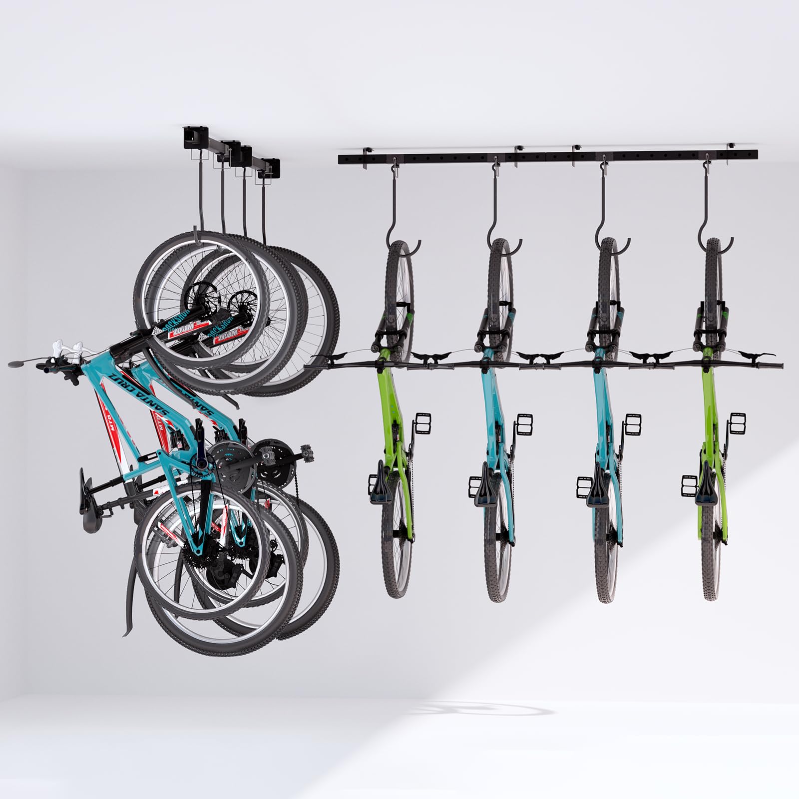 Echaprey Ceiling Bike Rack - Holds 4-8 Bikes, 250lb Capacity, Adjustable Hooks For Garage 3 thumbnail image