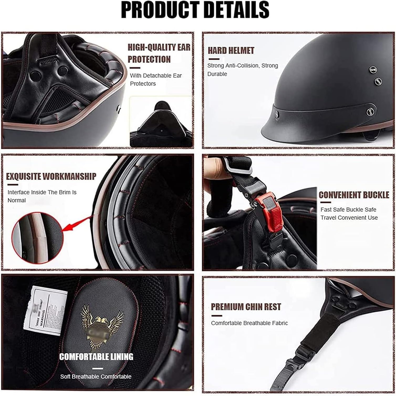 Kask motocyklowy w stylu niemieckim Regulowany Wygodny motocykl w stylu vintage Półtwarzowy niemiecki kask z opuszczaną osłoną przeciwsłoneczną dla dorosłych