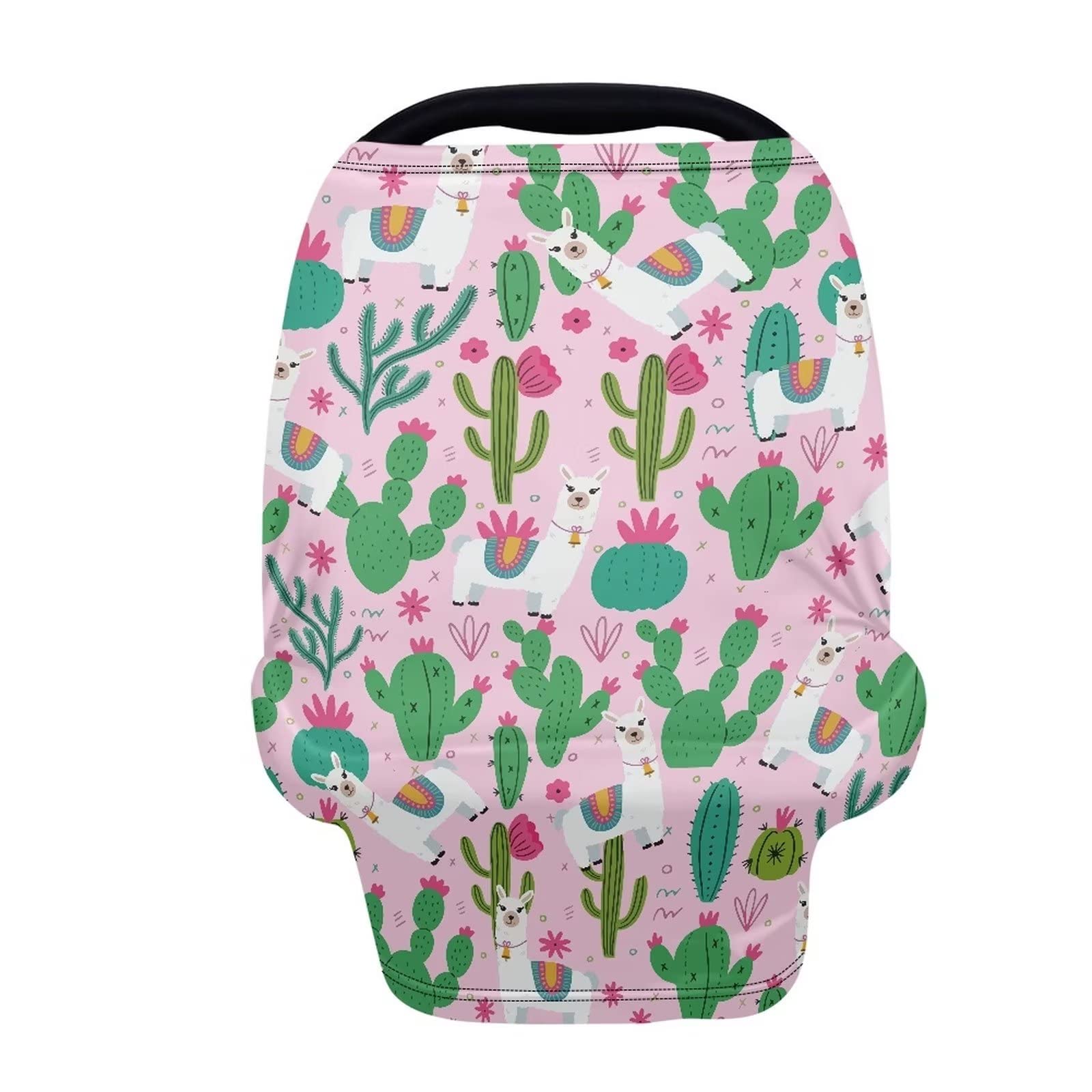 JEOCODY Infant Stroller Cover Alpaca and Catcus Pattern Elastic Shopping Cart Cover Shopping Cart Cover Breathable Baby Carrier Covers for Boys Girls