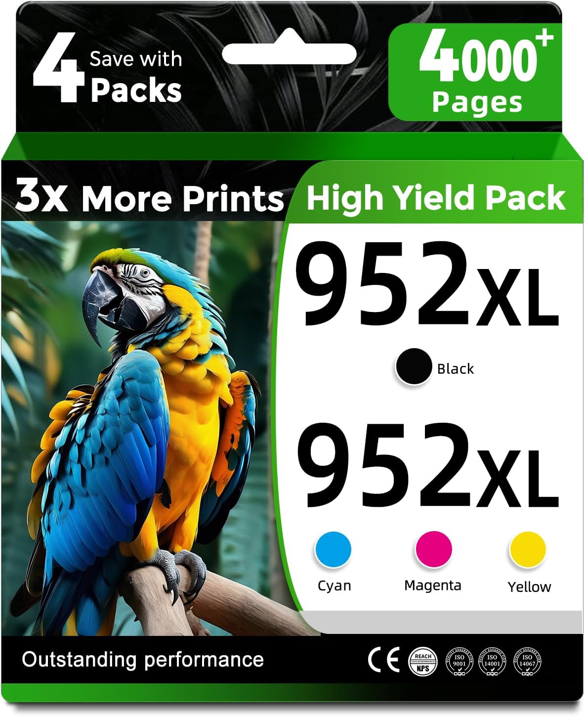 952XL Ink Cartridges Combo 4-Pack Compatible for HP 952 HP952 XL HP952XL to OfficeJet Pro 8720 8725 8210 8715 8702 8740 7720 8730 8216 8700 Printer Black Cyan Magenta Yellow