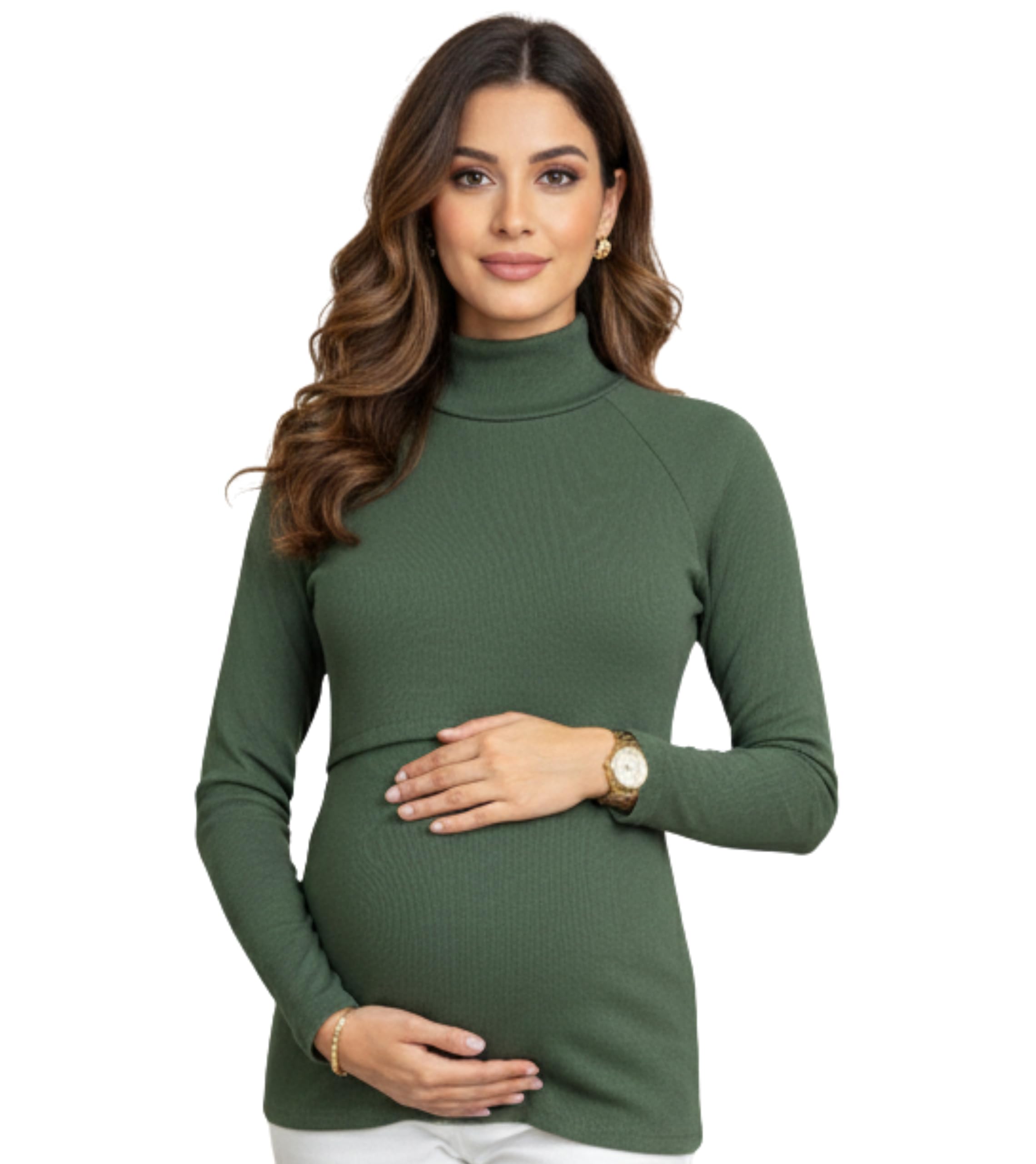 Winter Feeding Sweatshirt for Woman | Stretchable Black Knitted Cotton Rib Zipless Nursing Tunic Top for Pregnancy & Breastfeeding | Maternity Dresses | Gifts for Pregnant Women-image-42