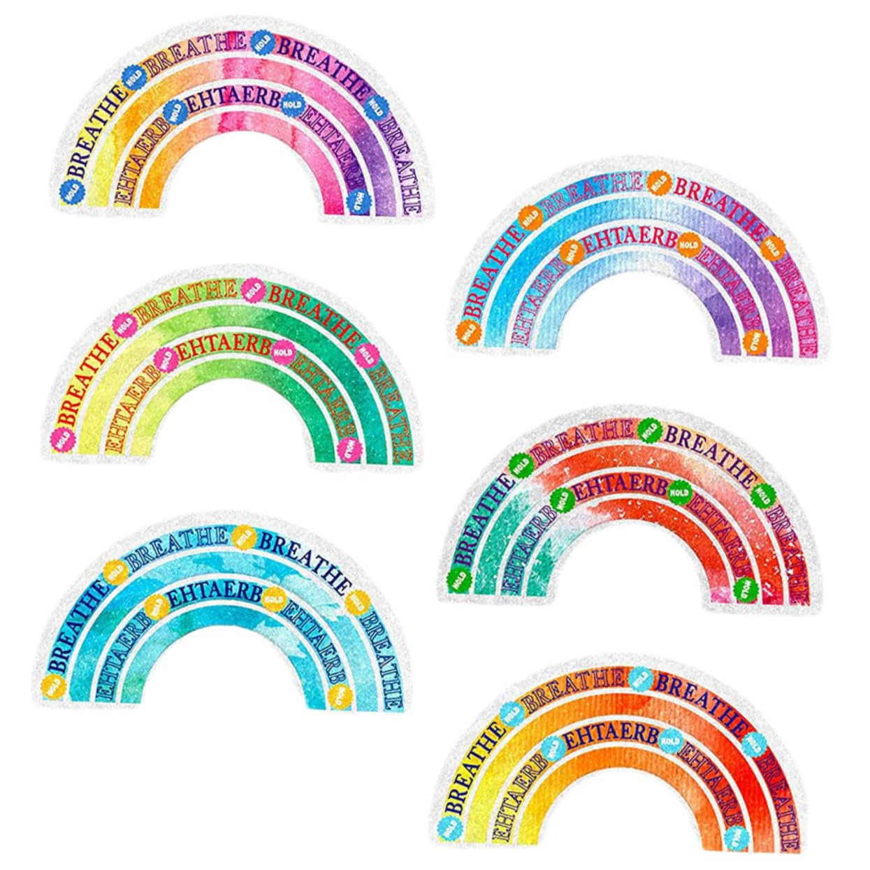 Parliky Relief for Students 6 Pack Calming Adhesive Stickers Sensory Rough Surface Rainbow Phone Back Stickers