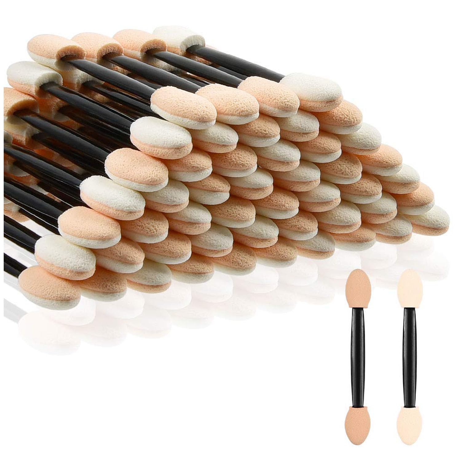 100Pcs Disposable Eyeshadow Brush, 2.44 Inch Black Eyeshadow Applicators Makeup Brushes, Dual Sides Eye Shadow Applicator Sticks