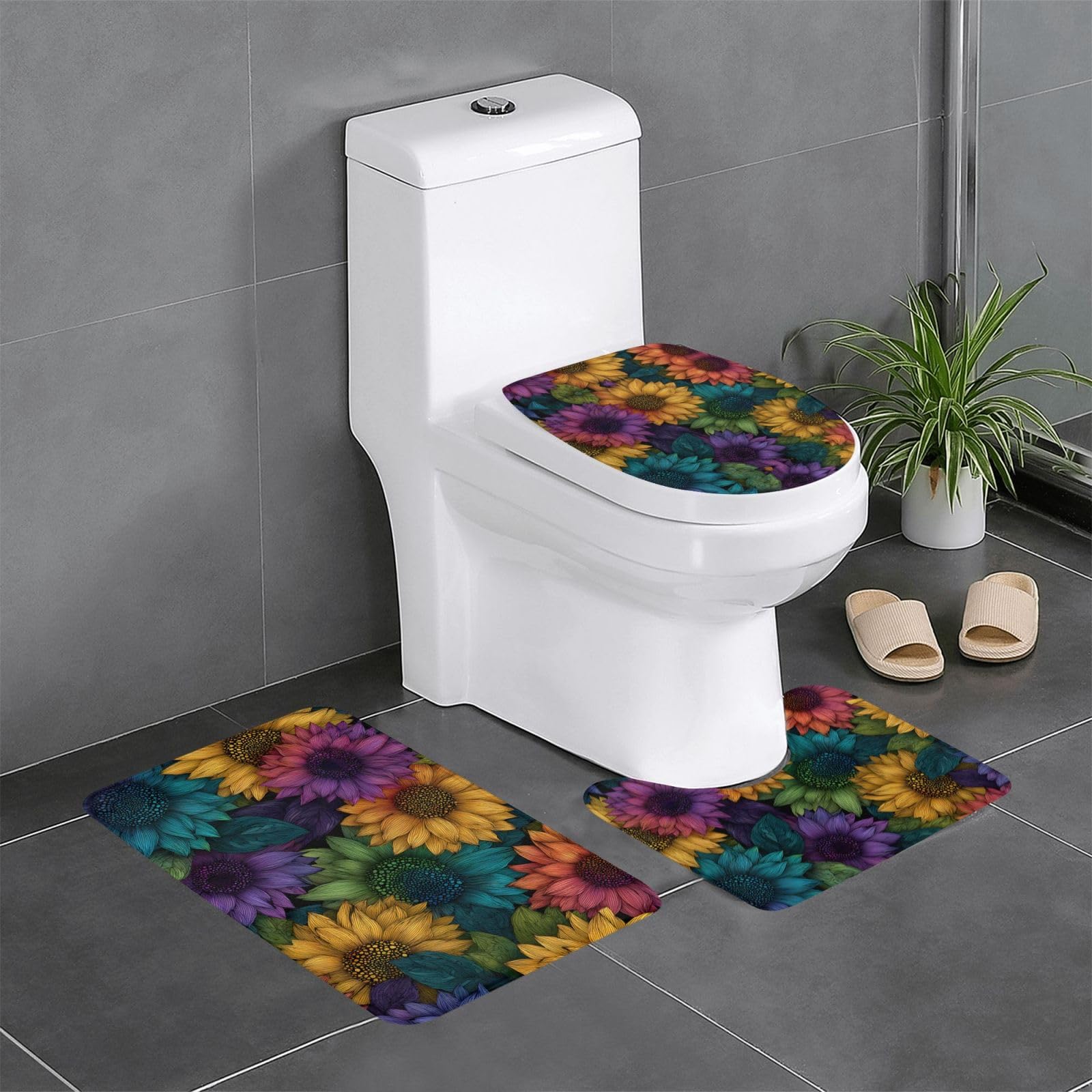 Tapis de salle de bain antidérapant facile à nettoyer pour sol de WC