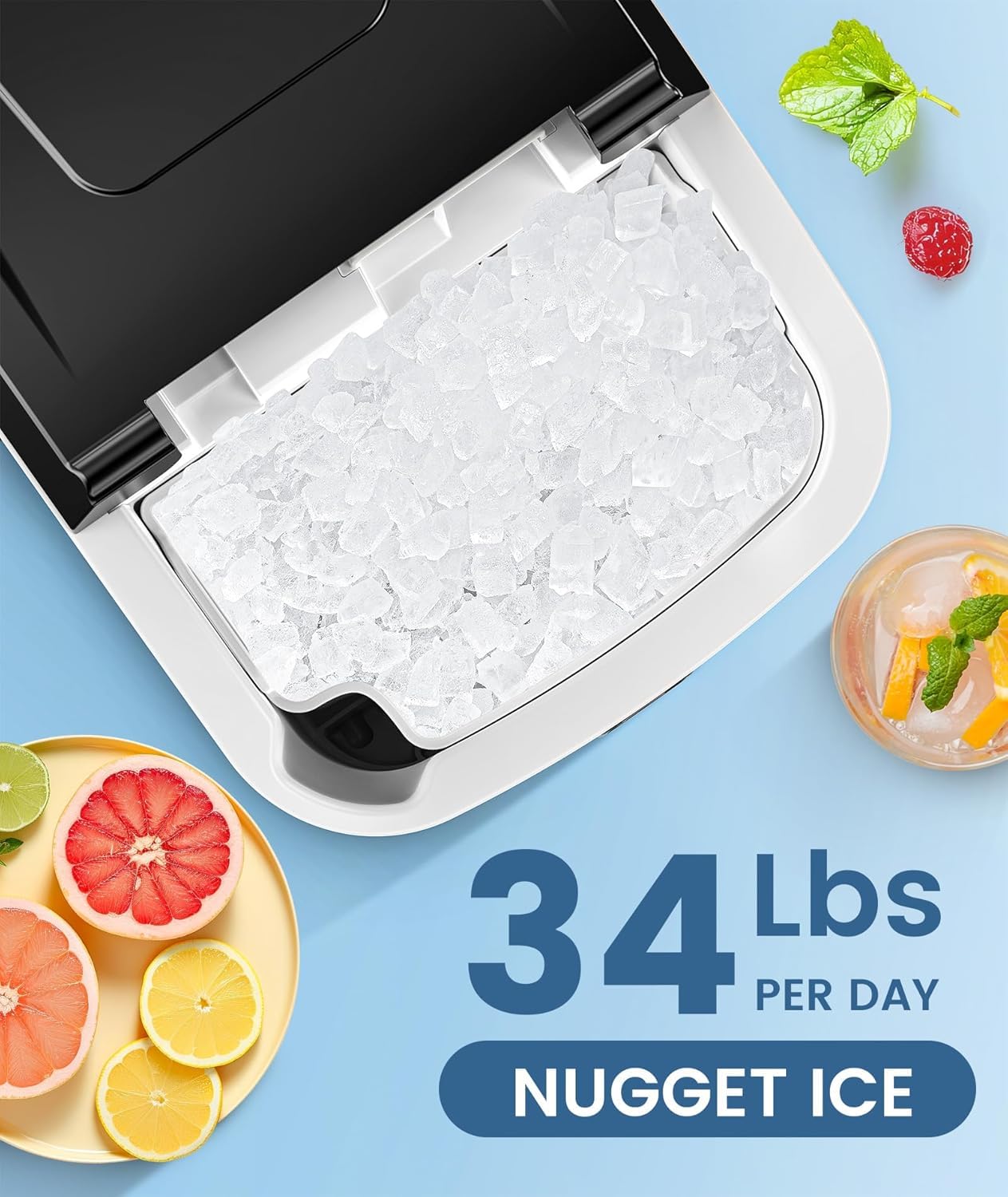Electactic Countertop Ice Maker With Handle, Stainless Steel Ice Machine, 35 Lbs/Day Ice Making Capacity, Includes Ice Scoop, Ideal For Home, Bar, Party And Office Use(Sliver) on Fridge.com - View 3
