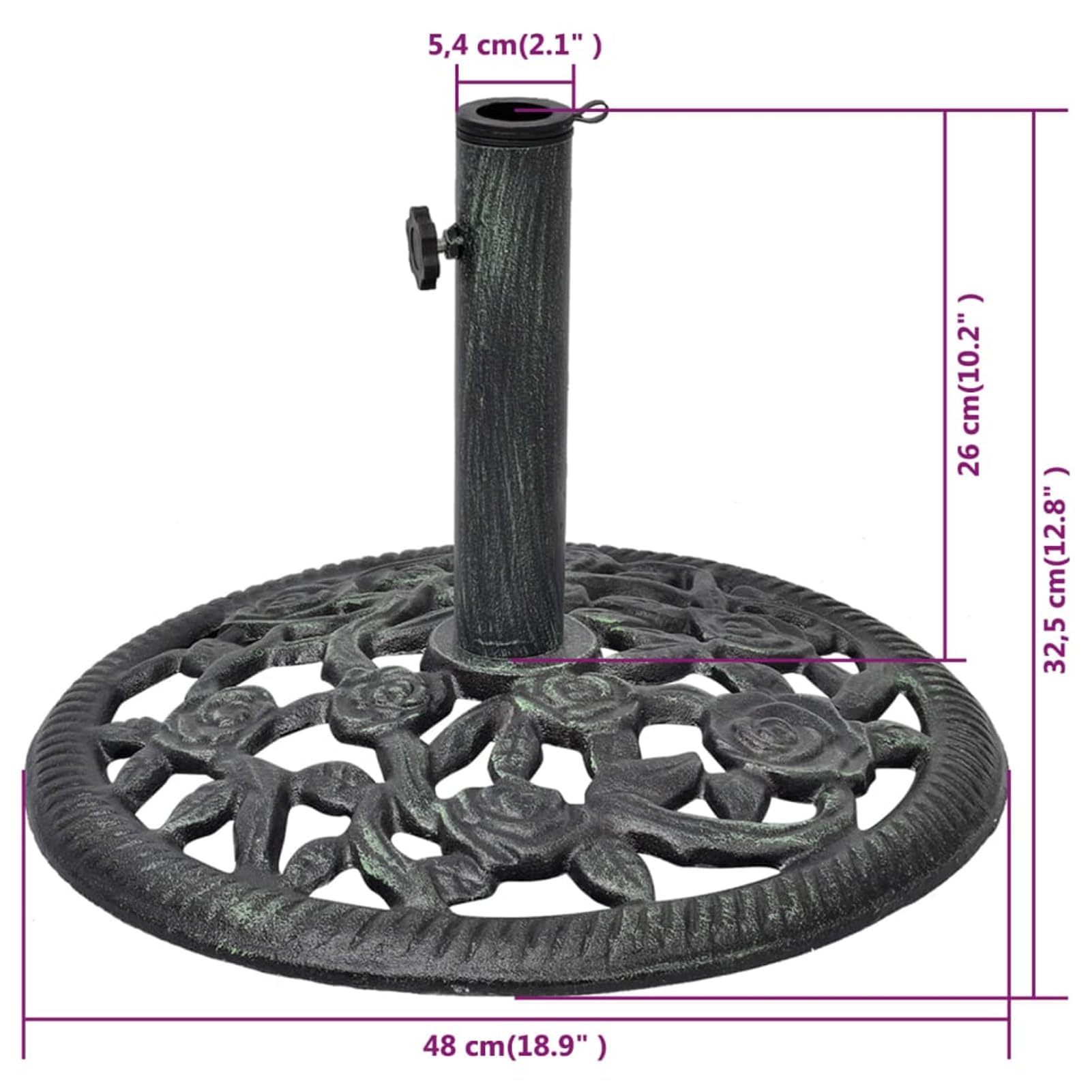 Base ombrellone in ghisa 12 kg 48 cm,Prato e Giardino,Vita all'aperto,Accessori per ombrelloni e Parasole,Basi per ombrelli da esterno-42171