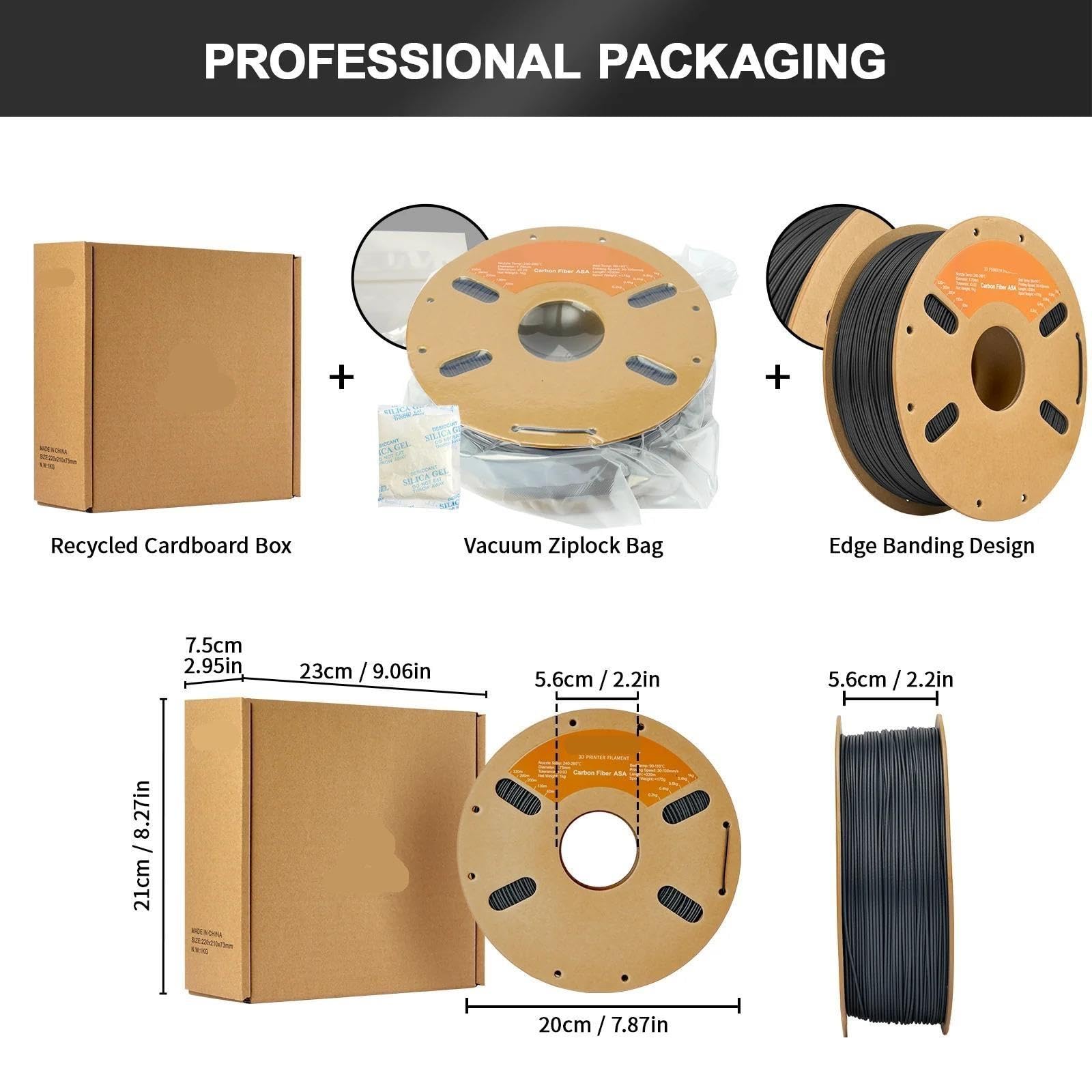 1,75 Mm ASA-CF Kohlefaser-3D-Druckerfilament, 1-kg-Spule