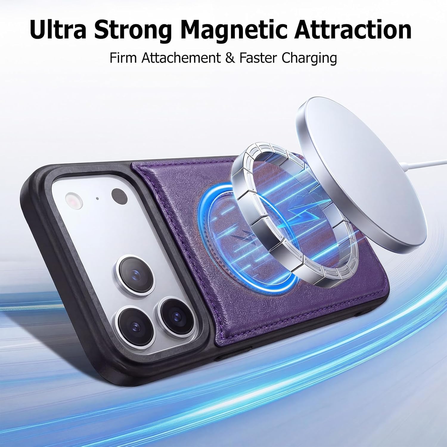 Compatible with Magsafe 3 in 1 Detachable iPhone 17 Pro Max Wallet Case with Card Holder, PU Leather Handbag Phone Purse with Zipper, RFID Blocking Strap Lanyard Kickstand Magnetic Phone Cover