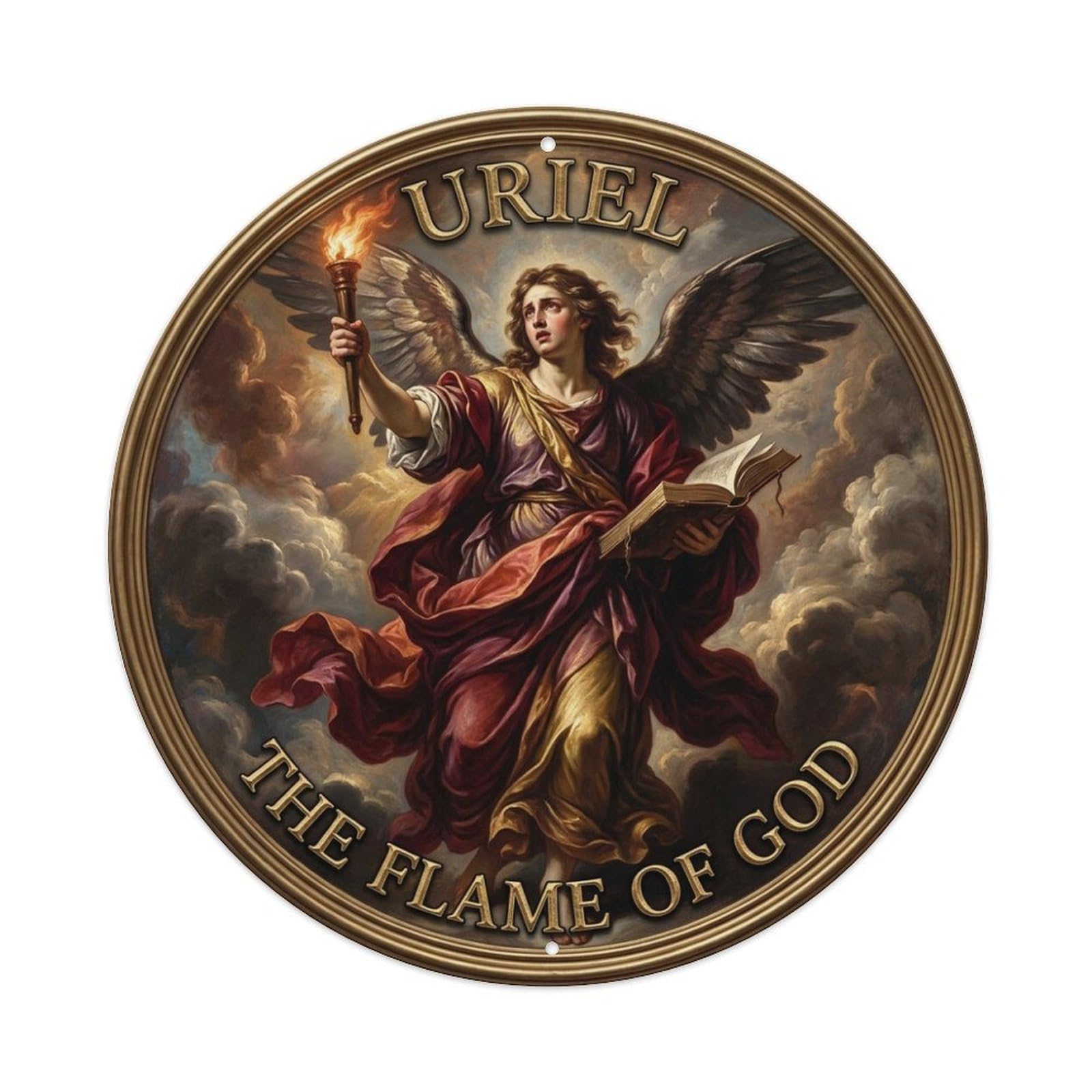 The Flame of God Archangel Uriel Divine Wisdom Metal Tin Sign