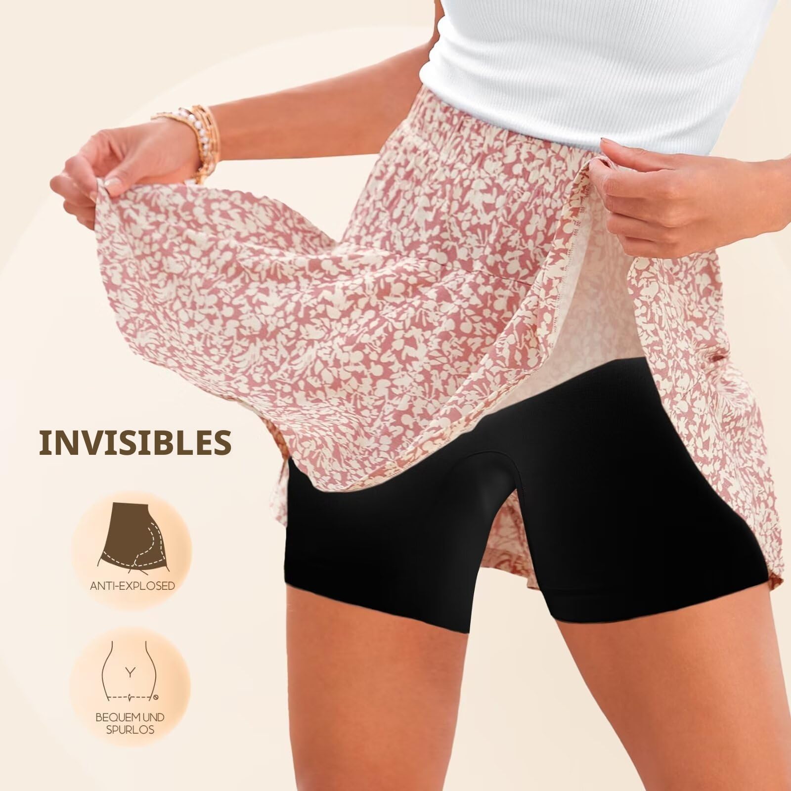 YouShow 3 Pack Pantalon Antirozaduras Mujer Debajo la Falda Pantalones Cortos Vestir Braga Anti Roce