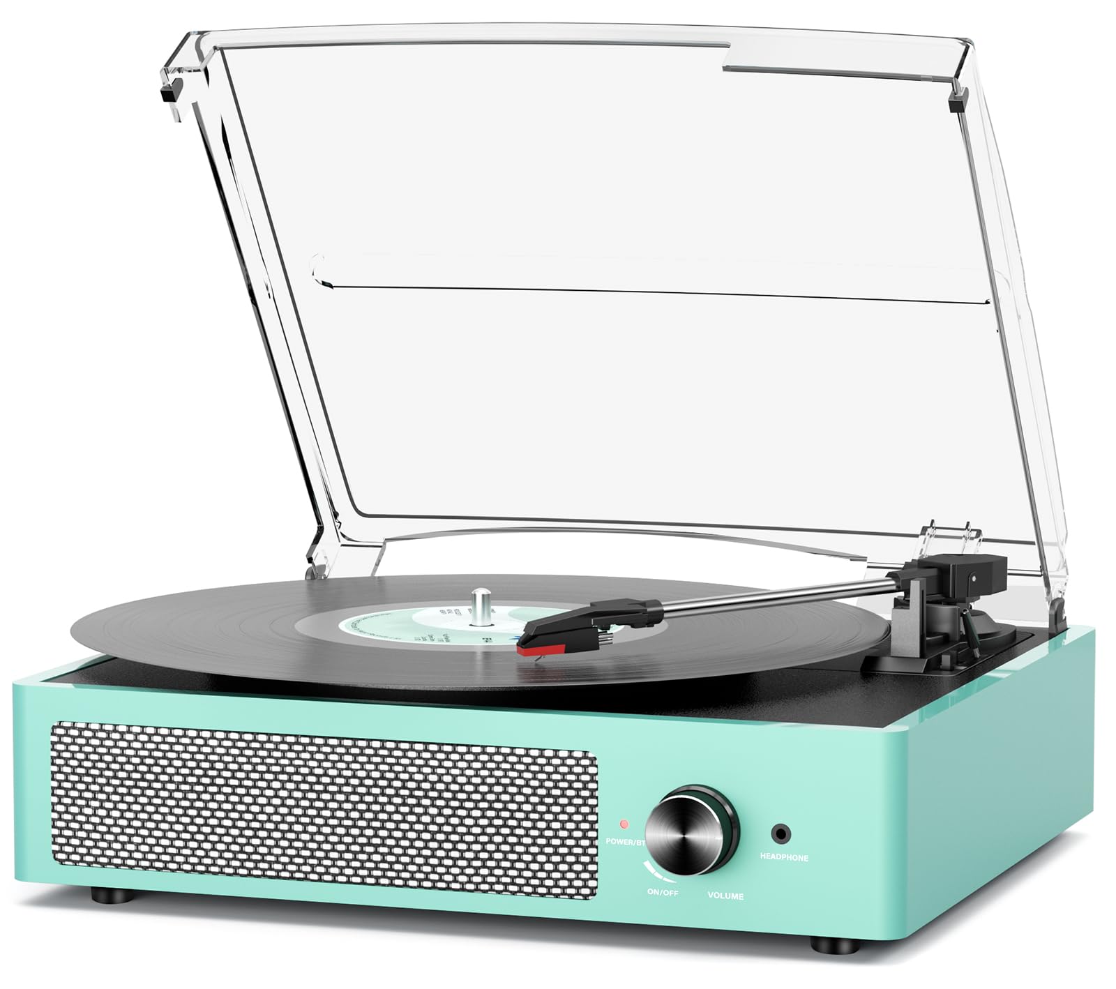 Record Player for Vinyl with 2 Build-in Speakers LP Vinyl Players Belt-Driven Vintage Turntables 3 Speed 3 Size, Wireless Bluetooth Playback, AUX-in,