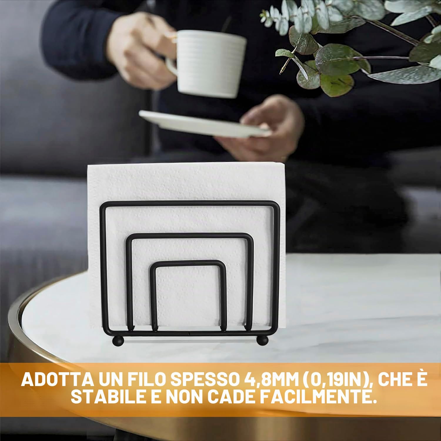 Portatovaglioli in Metallo, Dispenser Porta Tovaglioli di Carta, per Tavolo di Cucina, Ristorante e Bar (Nero)