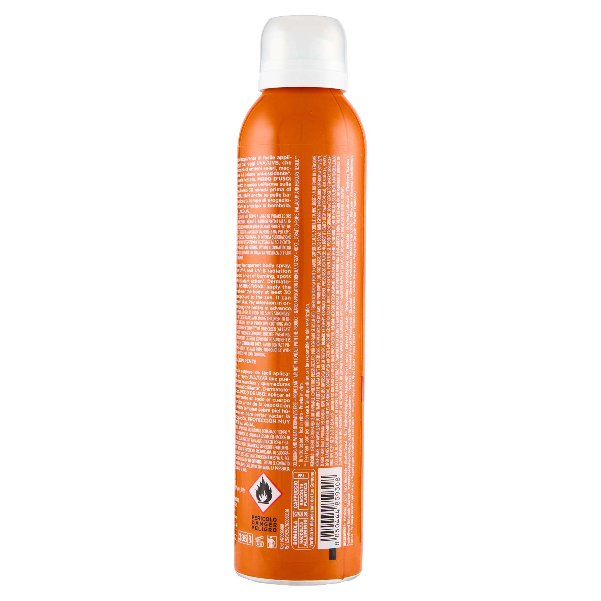 Rilastil Sun System Transparent Spray SPF 50+, Spray Corpo Trasparente, Previene Scottature, Macchie ed Eritemi, Resistente all'Acqua, Tutti i Tipi di Pelle, Azione Antiossidante e Lenitiva, 200ml