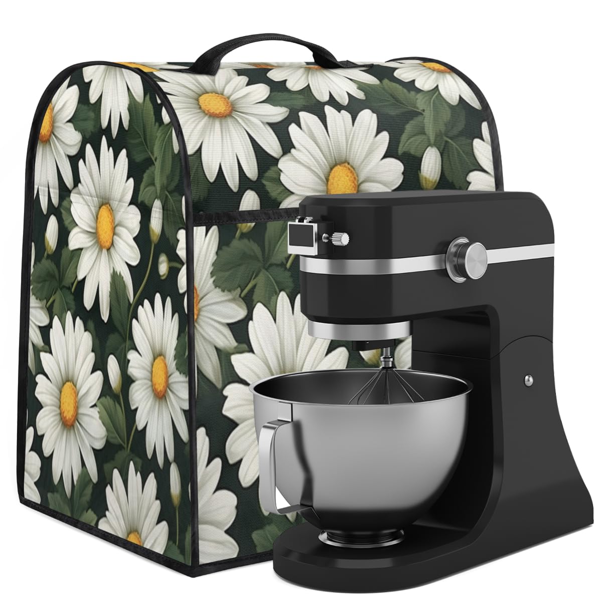 Coffee Maker Cover Daisy Flower Kitchen Appliance Covers Small Appliance Covers Blender Cover Juicer Cover Dust Covers for Kitchen Appliances with Top Handle and Pockets,Washable,C964