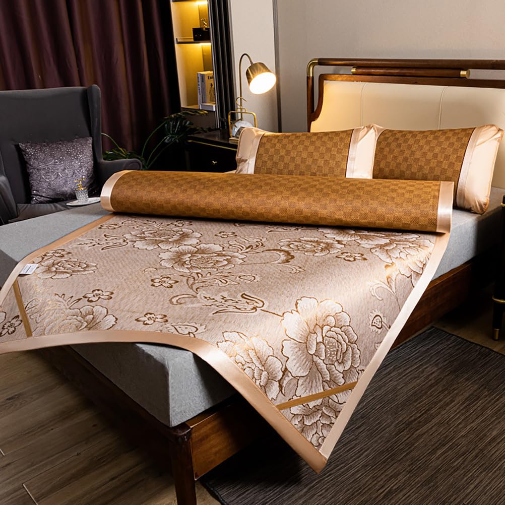 Summer Sleeping Mat, Bamboo Summer Sleeping Mat Multicolor Multiple Sizes With Pillowcases(Natural,90 * 200cm)
