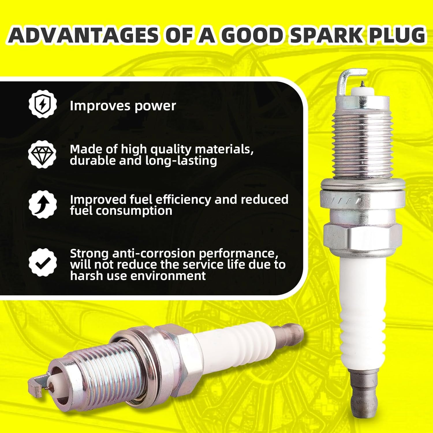 Set of 4 PCS Iridium Spark Plugs with Wire Set 671-4194 55310 9177 RC-NX93 22450-86G25 Compatible with Nissan Axxess 1990-1995 D21 1990-1994 Pickup 1995-1997 Stanza 1990-1992 240SX 2.4L L4