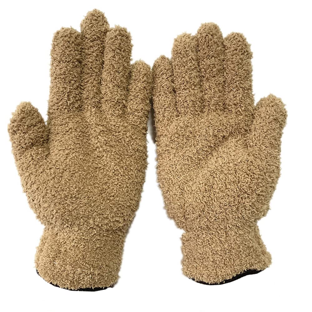 Dusting Glove Cloth Duster, Cleaning Makes Dusting Waxing Polishing Easy Polishing Delicate Items Cleaning Cloth Glove, Brown