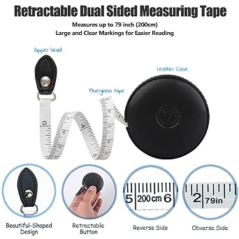 Tape Measure Body Measuring Tape 80inch/205cm Lock Pin Retract Tape Measure for Tailor Fitness Clothes Sewing Handcrafts Weight Loss Body Measurement