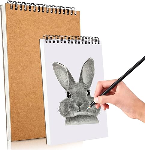 Miniatura 6 de Bloc de bocetos de medios mixtos, encuadernado en espiral de 5.5 x 8.5 pulgadas, 90 hojas, paquete de 3, cuaderno de bocetos duradero sin ácidos,