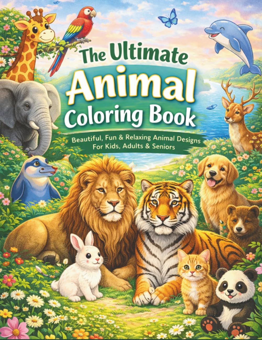 The Ultimate Animal Coloring Book Beautiful, Fun & Relaxing Animal Designs for Kids, Adults & Seniors: 50 High-Quality Animal Illustrations | ... Easy & Detailed Pages | Perfect for All Ages