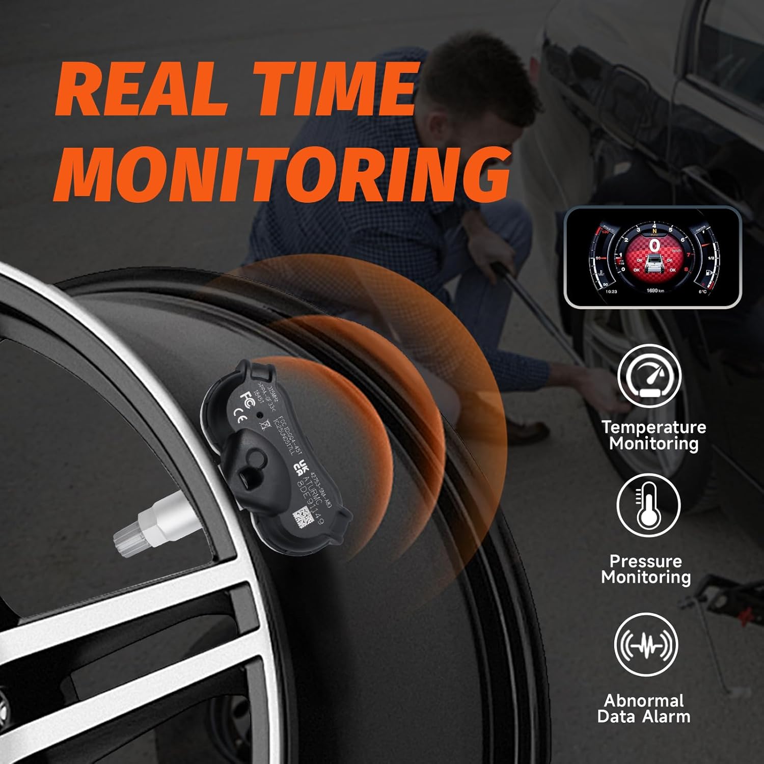 Set of 4 TPMS Sensor Tire Pressure Monitoring Sensor 315MHz Compatible with Honda Civic Odyssey Fit Yinsete Element Odyssey CR-Z Eulogy CSX Replaces# 42753SNAA83