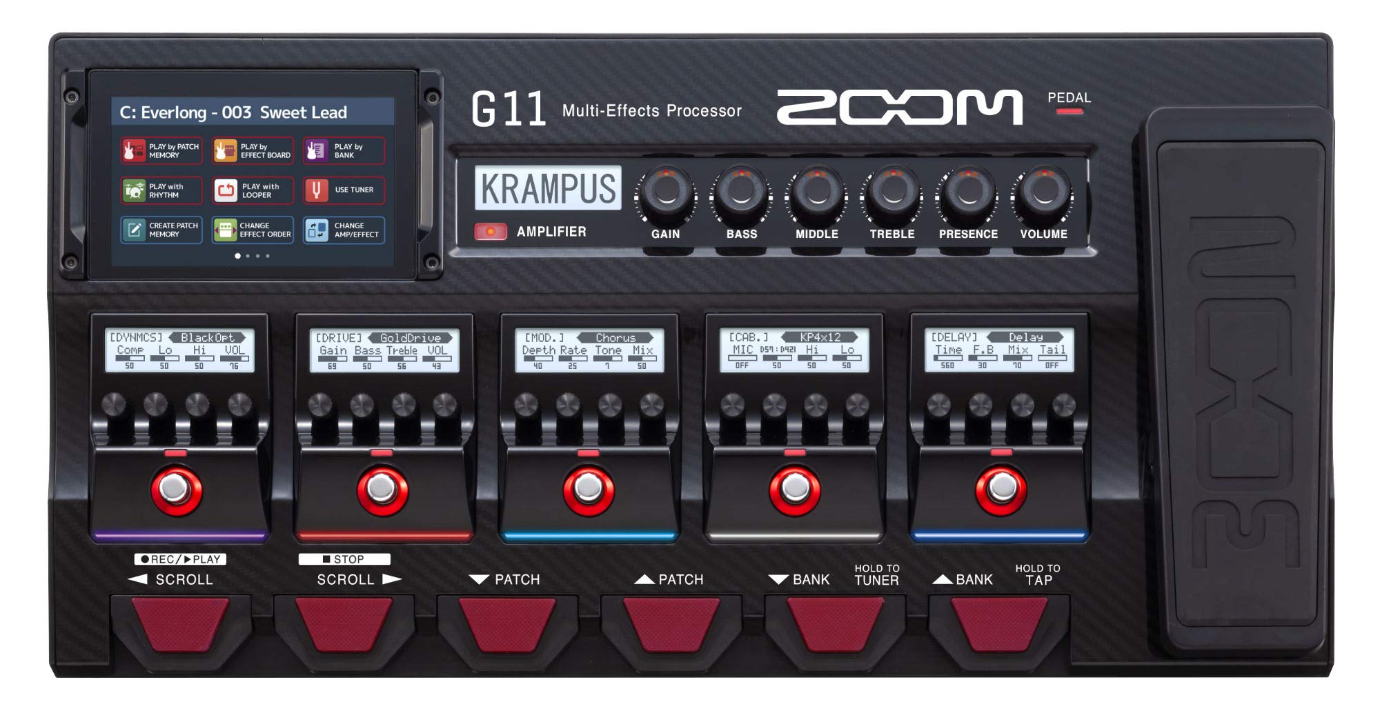 Zoom G11 - pédalier multieffets avec réponses impulsionnelles - écran tactile - interface audio