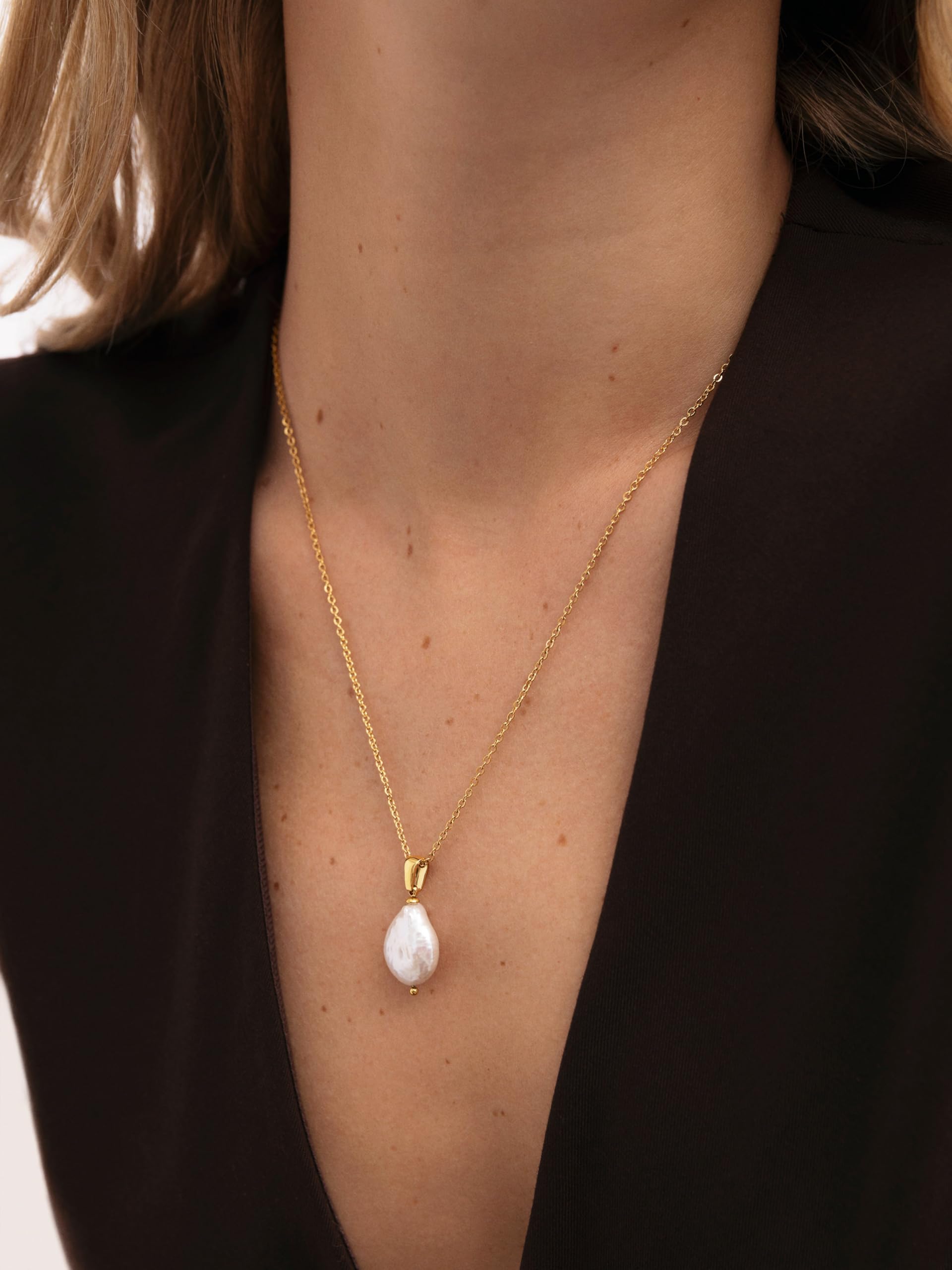 SINGULARU Collar Mujer Gala Perla Acero Baño Oro