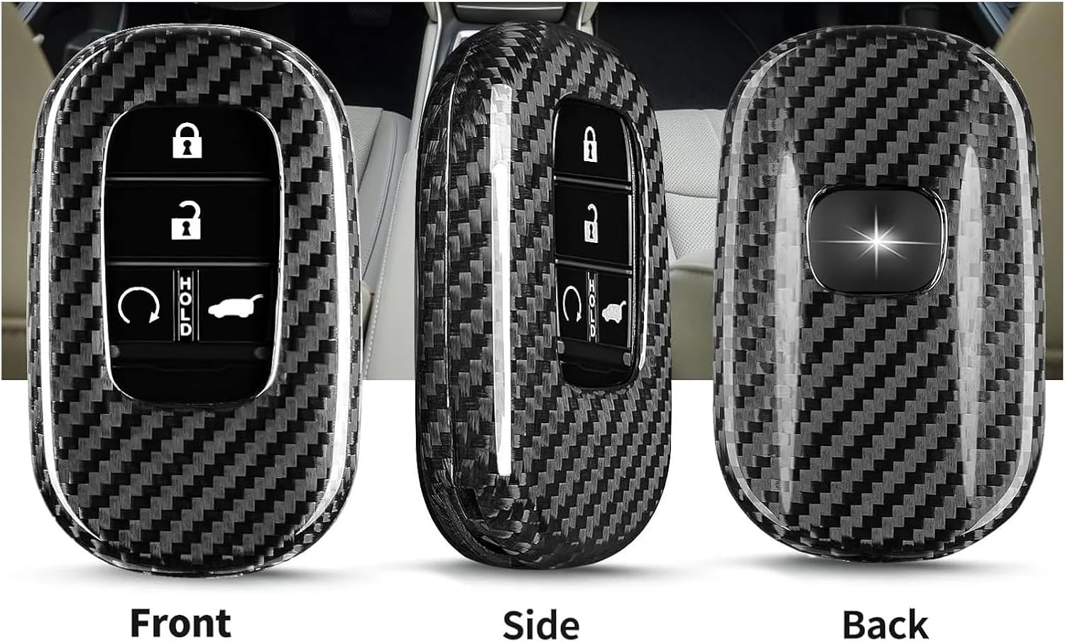 Key Fob Cover Compatible with Honda Civic Type R 2025 Real Carbon Fiber Key Case Honda Accord HR-V CR-V Pilot Sport 2024 Accessories