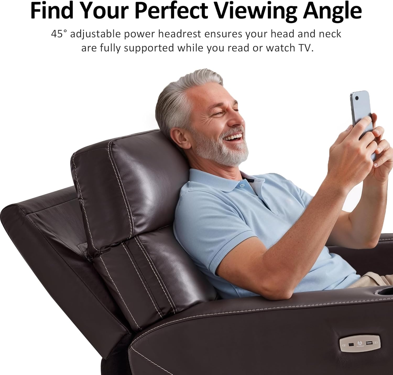 MCombo Triple Motor Oversized Lay Flat Power Lift Recliner Chair with Infinite Position, for 380lbs and Heights 5'7''-6'6" Big and Tall People, Adjustable headrest, Faux Leather R7177 (Dark Brown)