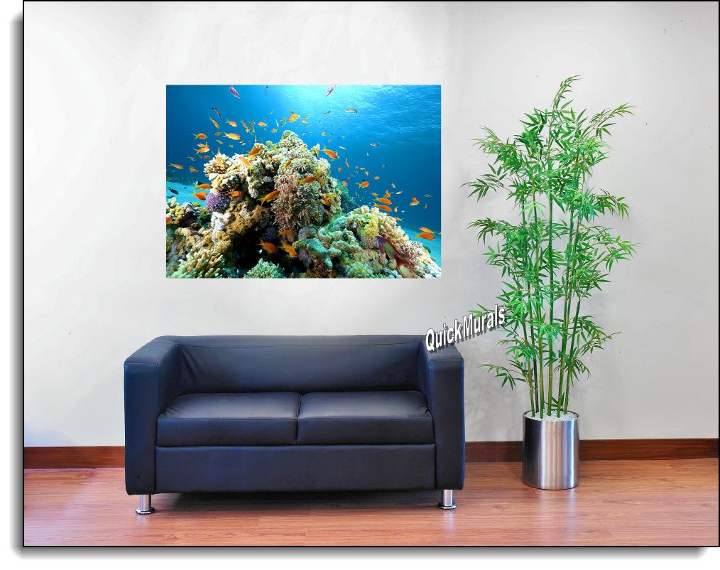 Coral Reef Peel & Stick Canvas One-Piece Wall Mural (5 Feet Wide x 3 1/2 Feet High)