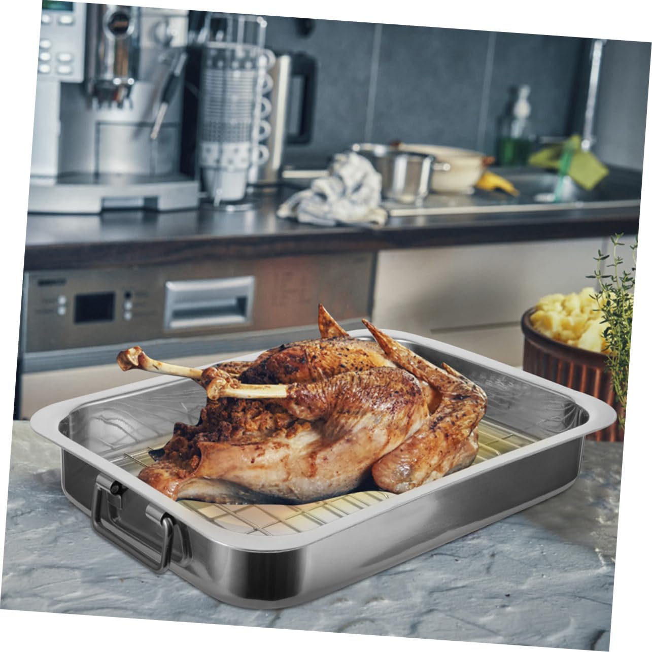 Ipetboom Teglia da Forno in Acciaio Inox con Teglia per Cucina Multiuso per Preparare Torte e Dessert Facile da Pulire e Comodo da Usare