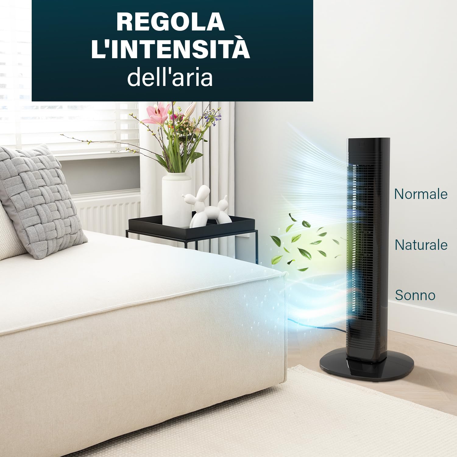 Princess Ventilatore a colonna compatto - 3 modalità e 3 velocità - Oscillazione - Connesso - 358230