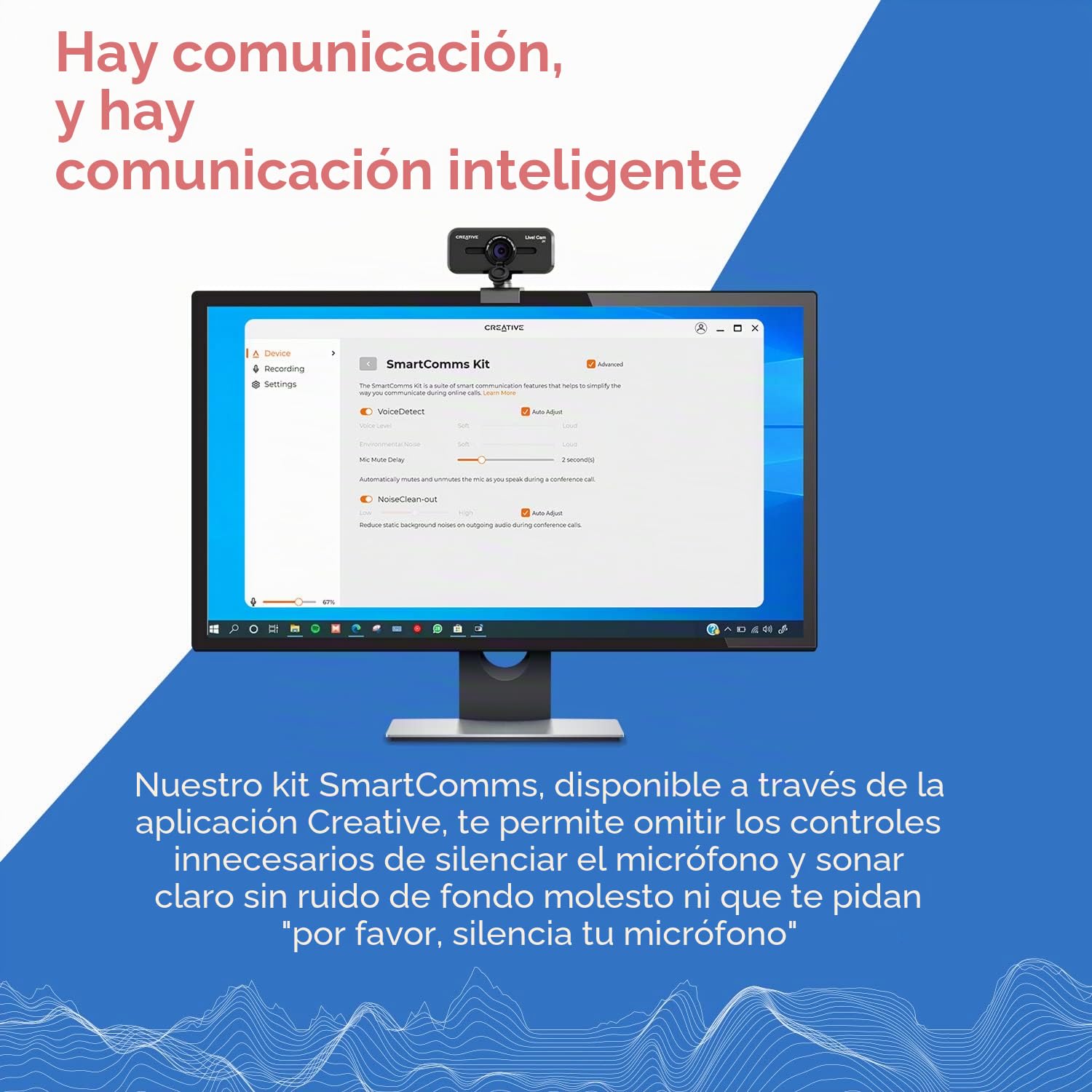 Creative Live! CAM Sync V3 2K QHD Cámara Web USB con Zoom Digital 4X (4 Modos de Zoom de Gran Angular a Vista Vertical Estrecha), Lente de privacidad, 2 micrófonos, para PC y Mac.. | Cámara web 2K QHD, zoom digital 4X, micrófonos duales, Plug and Play, PC