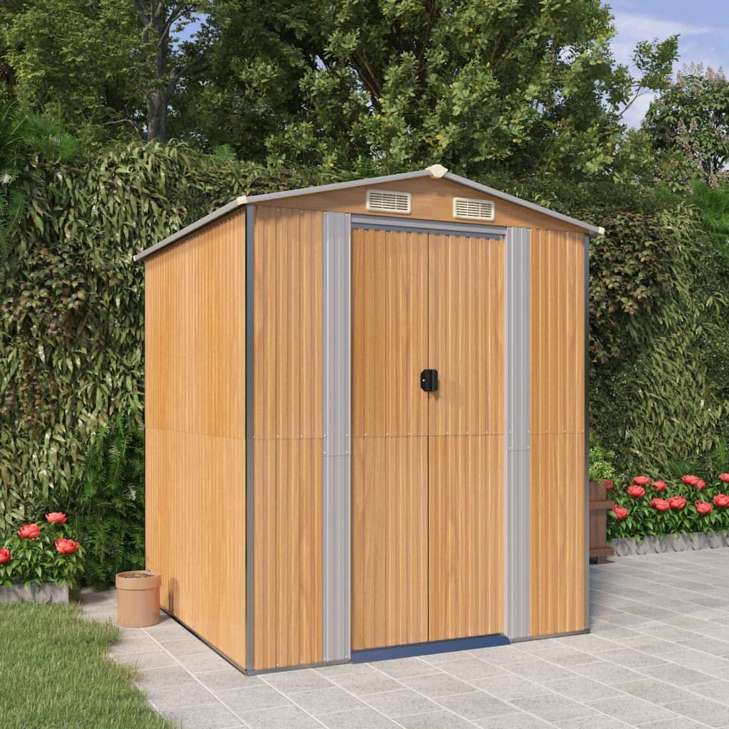 Générique Abri de Jardin Marron Clair 192x191x223 cm Acier galvanisé,Maison & Jardin,Pelouses & Jardins,Vie en extérieur,Structures extérieures,Cabanes & abris de Jardin,3147471