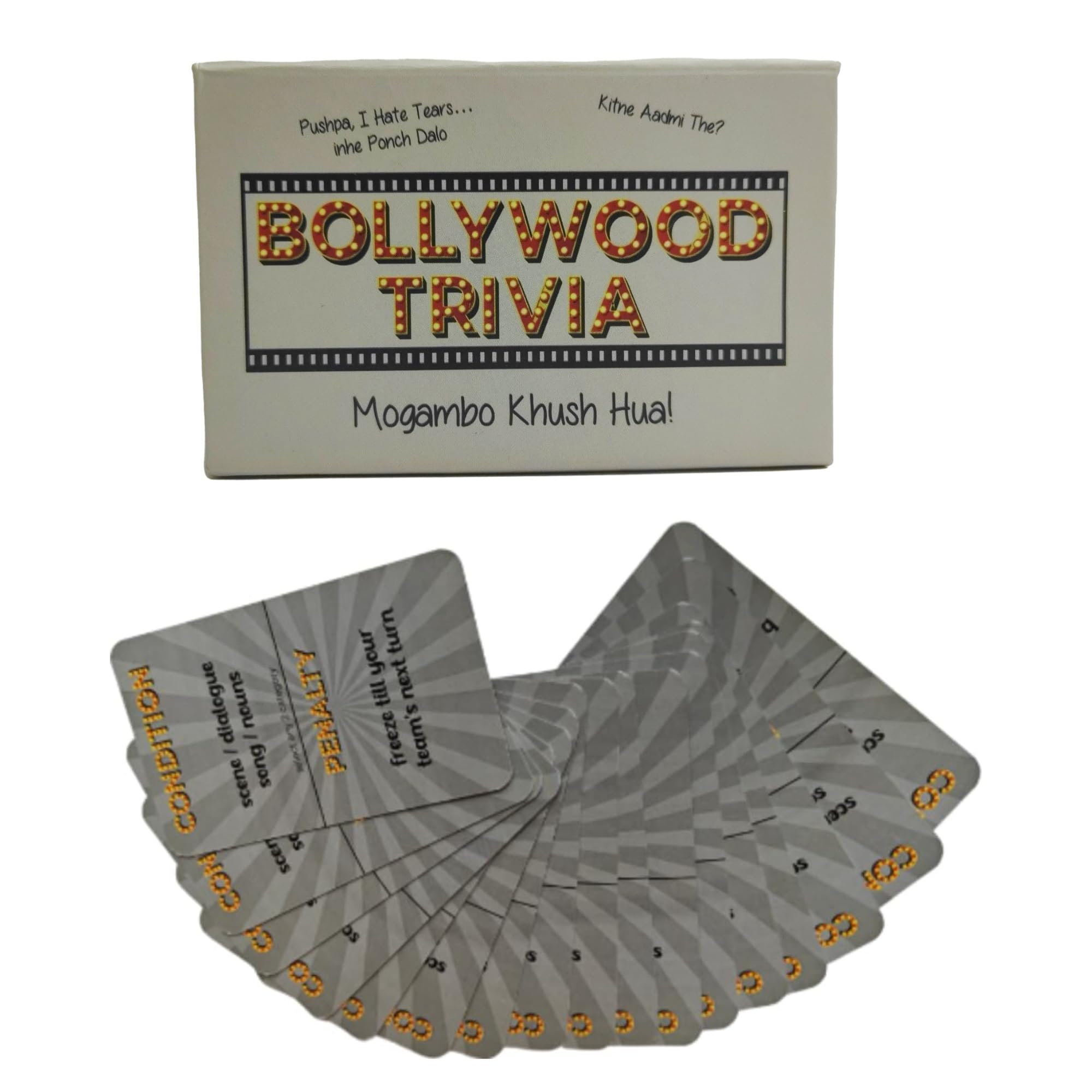 DETOX Bollywood Card Game || Bollywood Trivia || A Hand Slamming Fast Party Family Board Games For Kids And Adults, Ages 8+, 20 Minutes To Play, 3-20 Players, Multicolor